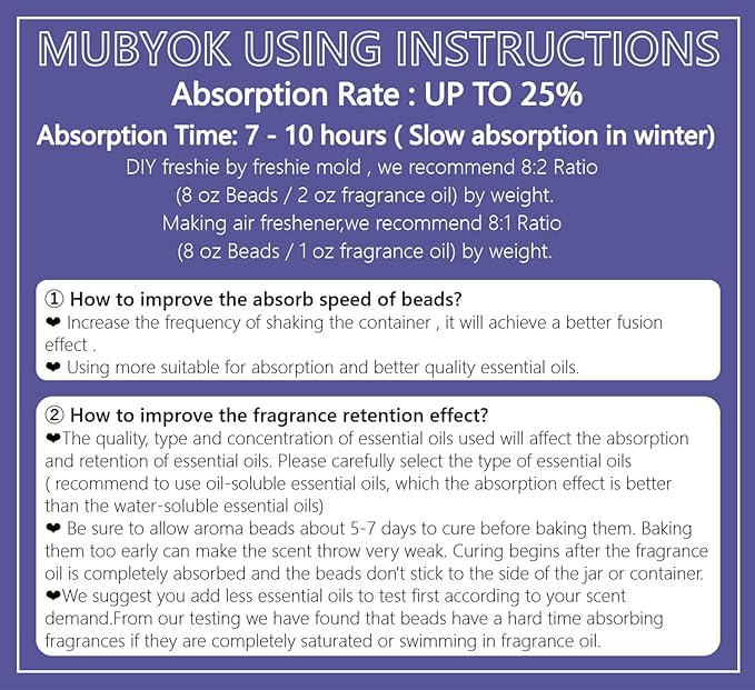 MUBYOK 7lb Premium Unscented Aroma Beads for DIY Car Freshies Eva Beads Bulk Supplies