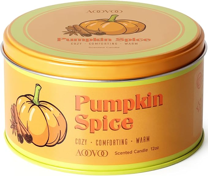 AOOVOO Pumpkin Spice Candle - 3 Wick 12oz Large Fall Candle, Soy Wax Strong Scented Candle Non Toxic, Long Lasting Candles for Home, Aromatherapy Autunm Candles Gift for Women Men