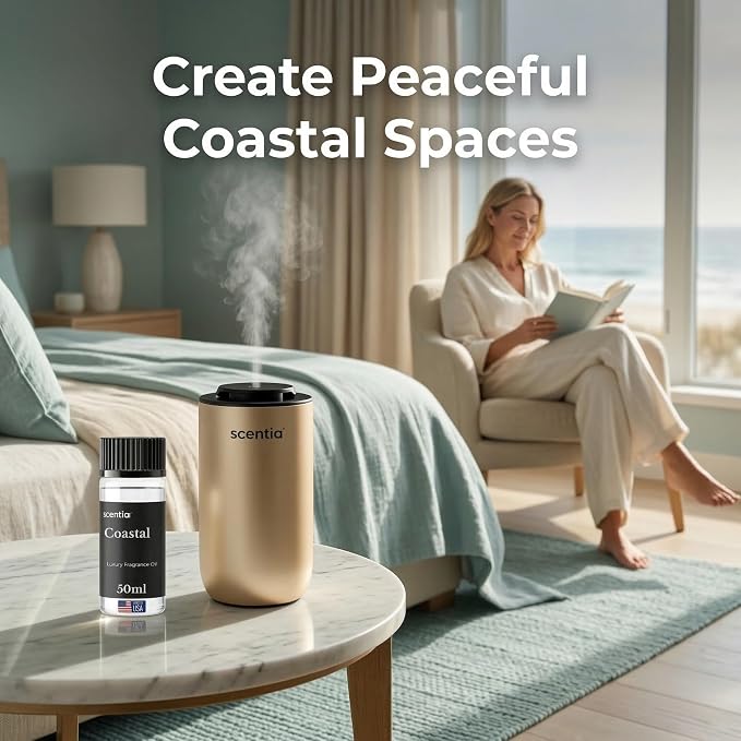Scentia Coastal (Cabana) Hotel Scent Diffuser Oil – Luxury Fragrance Inspired by 5-Star Spa – 50 mL – Jasmine, Bergamot & Sea Breeze Essential Oil Blend for Home, Office & Aromatherapy Diffusers