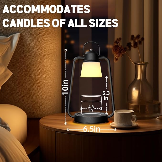 Candle Warmer Lamp, Candle Lamp Warmer with Dimmer, Electric Candle Warmer for Jar Candles Lamp Warmer Bedroom Home Decor, 2H/4H/8H Timer with 2 * 50 Bulbs