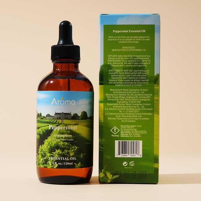 Peppermint Oil with Premium Gift Box - Peppermint Essential Oils for Diffusers - 4 Fl Oz 100% Pure Natural - Gift-Ready Box - Gifts for Women
