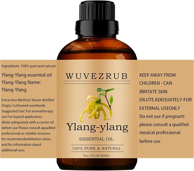 Ylang-Ylang Essential Oils 60ML, 100% Pure and Natural Essential Oil for Aromatherapy Diffuser - 2 Fl Oz/Ylang-Ylang