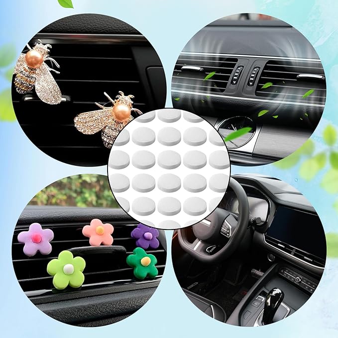 100 PCS Car Air Freshener Refill Felt Pads - 17 mm Unscented Essential Oil Perfume Refill Pads, Air Freshener Replacement Pad, Universal Essential Oil Diffuser Pad for Vent Clips, Home, Car Use