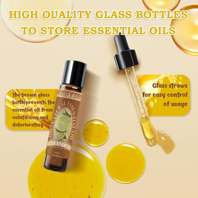 Lime Essential Oil 10ML - 100% Pure and Natural Therapeutic Grade Oils for Aromatherapy Diffuser - 0.34 Fl Oz/Lime