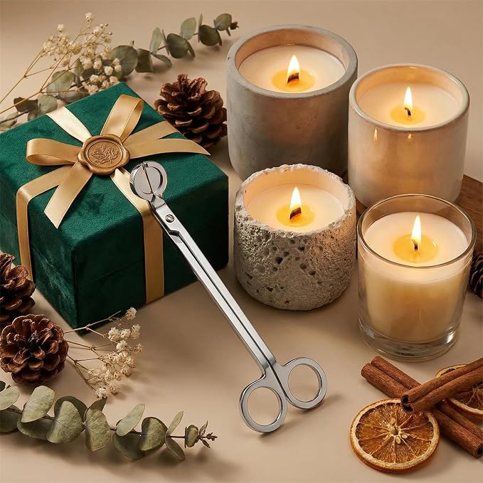 Candle Snuffer, Candlesnuffers Wick Snuffer Candle Accessory, Stainless Steel Wick Flame Extinguisher for Putting Out Candle Flame Safely (Silver Candle Wick Trimmer)