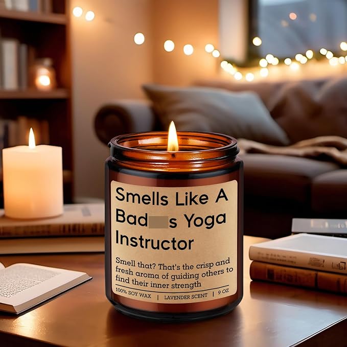 GSPY Scented Candle - Yoga Instructor Teacher Gifts, Yoga Gifts for Women, Men - Funny Meditation, Zen, Birthday, Christmas, Appreciation Ideas for Yogis, Yogic Lovers, Wellness Coach, Friend, Mom