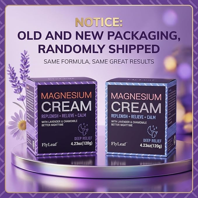 Magnesium Cream for Sleep, Leg Cramps & Muscle Soreness, Total Relief Magnesium Cream with Lavender & Chamomile, Nighttime Body Lotion for Calm and Relaxation, 4.23 Ounces