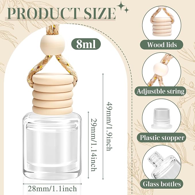 AROIC Hanging Car Air Freshener, 6 Pack Vanilla Cream Long Lasting & Refillable Air Freshener, Natural Plant Essential Oil Fragrance Aromatherapy Diffuser, Car Accessories Interior Set for Women & Men