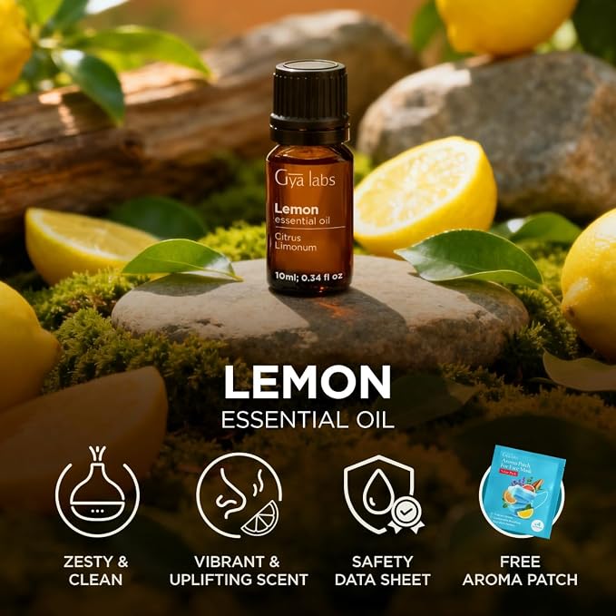 100% Pure Lemon Essential Oil - 0.34 Fl Oz - Lemon Oil for Hair, Skin, Diffuser, Aromatherapy & DIY Candle Making Scent