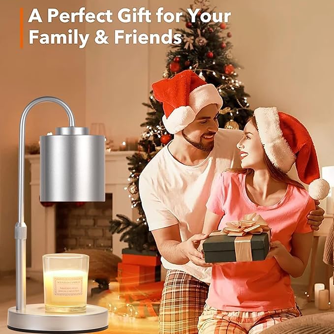CASTLELIFE Candle Warmer Lamp with Timer & Dimmer, Height Adjustable Electric Wax Melt Warmer for Jar Candles, Gifts for Mom Home Decor, Silver