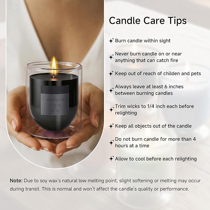 Cedar and Pine Scented Black Candle for Women Mens, Soy Wax Non Toxic Unique Small Glass Jar Candles & Spiritual Gifts for Home Rooms Fragrance