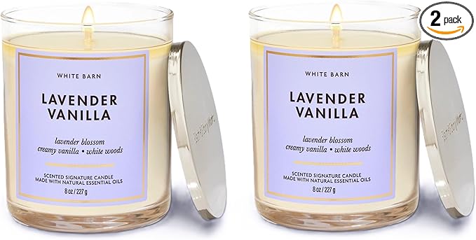 Bath and Body Works Lavender Vanilla (7oz/ 198 g) 2 Pack Single Wick Candle