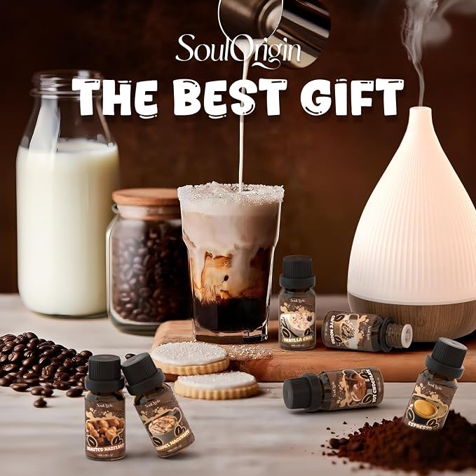 Soulorigin Coffee Fragrance Oils Set, Essential Oil for Diffuser, Diffuser Oil, Use for Soap Candle Making,Caramel Apples, Pumpkin Pie, Candy Corn, Halloween Cookies, Popcorn Balls, Snickers Bars