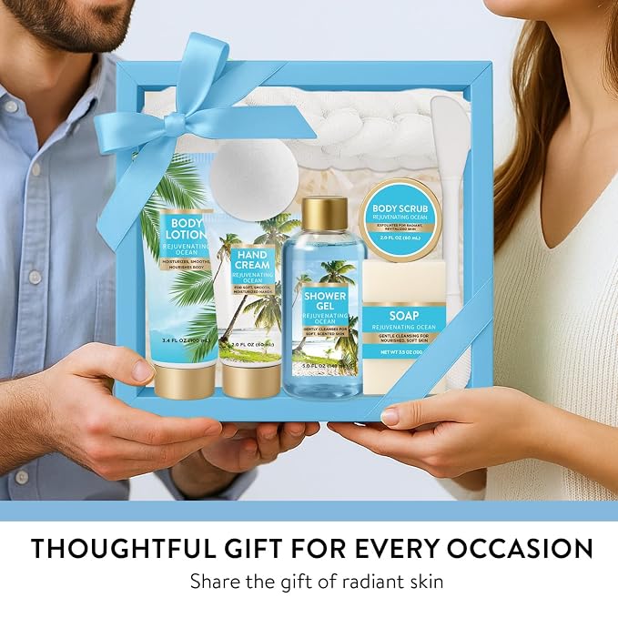 Spa Luxetique Gifts for Women 8pcs Refreshing Ocean Gift Set for Women Bath and Body Works Gift Set Spa Gifts for Womens Get Well Birthday Gifts for Womens Wife Girlfriend Grandma