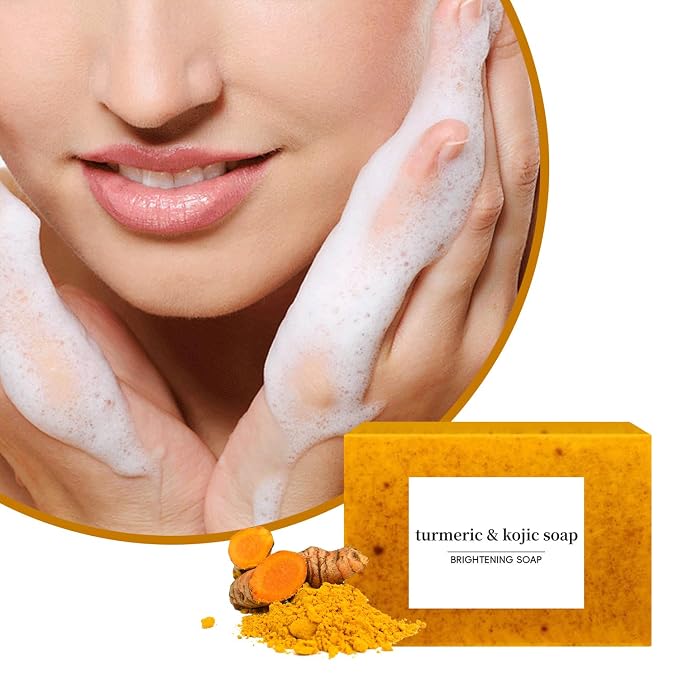 Turmeric Soap & Essential Oil Set, 6 Counts Turmeric Soap and Essential Oils with Soap Bag, Turmeric Oil Premium Essential Oil Set for Face & Body, Turmeric Lemon Soap Bar