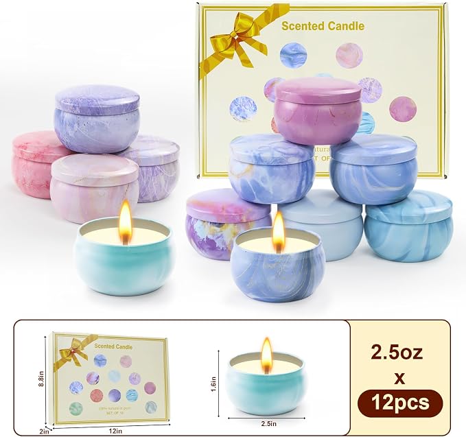 Scented Candles Gift Set for Women, 12 Pack 2.5oz Candles for Home Scented, Soy Wax Aromatherapy Candle Set, 300 Hour Long Lasting, Mothers Day Gifts Birthday Gifts for Women Friends Sister Colleague
