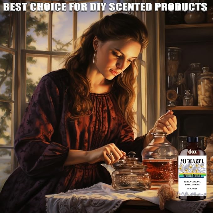White Musk Essential Oil, White Musk Oil 4 Fl Oz 120ML for Diffuser Humidifier Yoga Cleaning DIY Candle Soap Making MUMAZYL Essential Oils