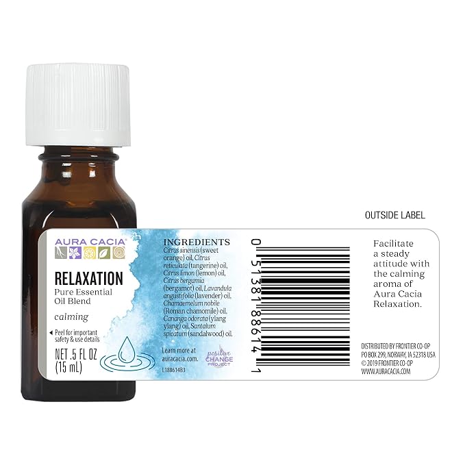 Aura Cacia Relaxation Essential Oil Blend 1/2 Oz. Bottle