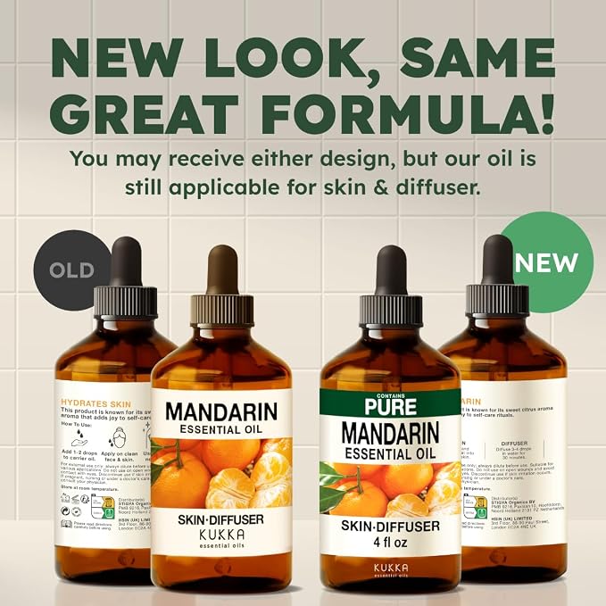 100% Pure Mandarin Oil - 4 Fl Oz Mandarin Essential Oil for Hair, Skin, Diffuser, Aromatherapy & DIY Soap Making Scent
