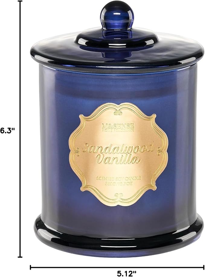 M&SENSE Sandalwood Vanilla Soy Candle, 2 Wick 75H Housewarming Gift | Slow-burning, Natural Cozy Relax Home Fragrance, Ideal Housewarming Gift for Women