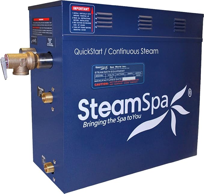 7.5kW Steam Sauna Generator Sentry Series 240V Steam Generator with Touch Screen, Steamhead, Built-in Steam Shower Auto Drain, ACU Quickstart Steam Bath Generator (Brushed Nickel)