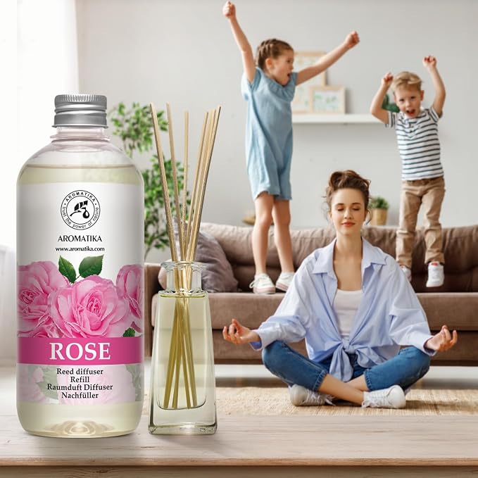 Reed Diffuser Refill Set Rose 2 х 17Fl Oz - Aroma Refill for Reed Diffuser - Home Fragrance - Air Freshener - Aromatherapy - Floral Fragrance
