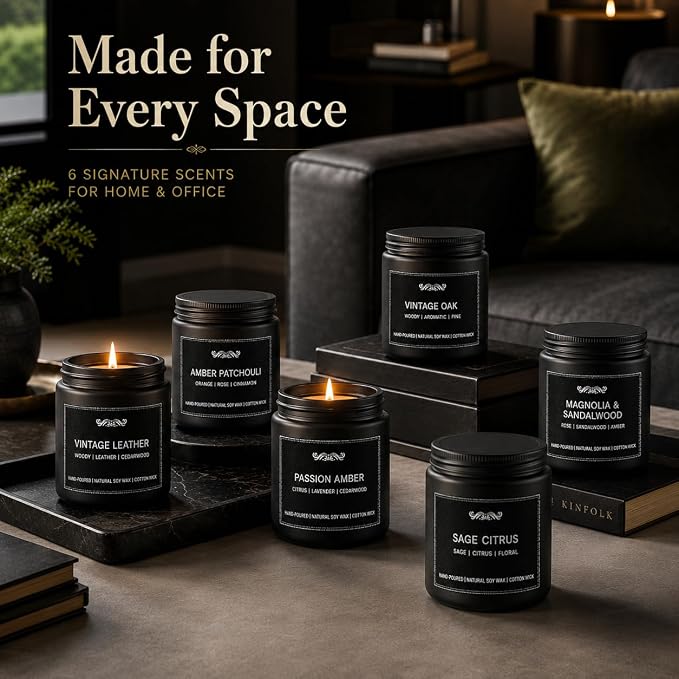 6 Pack Candles for Home Scented Aromatherapy Candles Gifts Set for Mens, Men Candle Set, 42 oz 300 Hour Long Lasting Candles Gifts for Men Birthday Anniversary Present