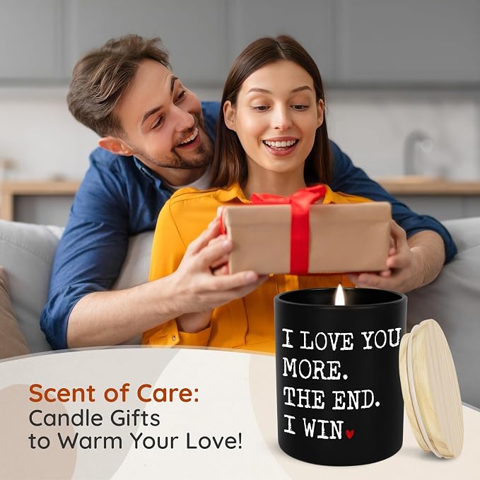 GAUDORA Anniversary Wedding Gifts for Women Men - I Win Vanilla Lavender Scented Candle 10 oz - Anniversary Wedding Birthday Gifts for Him Her, Couple Gift for Boyfriend Girlfriend Husband Wife