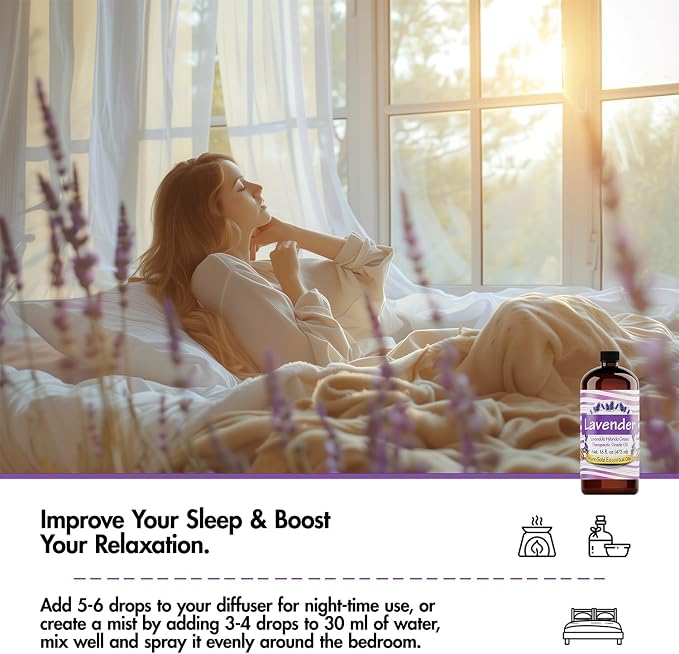 Pure Gold Essential Oils - Bulk 16oz - Perfect as Lavender Oil Spray & for Creating Relaxing Atmosphere - Oil for Cleaning - Large Bottle - Burning Oil
