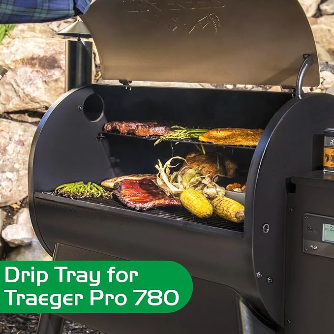 Drip Tray for Traeger Pro 780 Grease Pan Pellet Grill Replacement Parts KIT0443 BCA1283 Heat Baffle Deflector Diffuser Stainless Steel Smoker Grilling Part BBQ Accessories