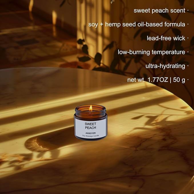 Massage Candle - Body Oil & Lotion Candle - 1.77OZ (1 Count, Sweet Peach)