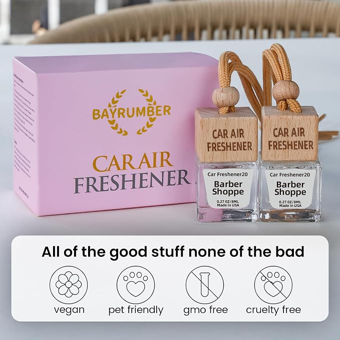 Car Air Freshener Hanging Diffuser – Long-Lasting Essential Oil Scent (Up to 60 Days) – Non-Toxic & Eco-Friendly – 2-Pack Auto Fresheners Made in USA