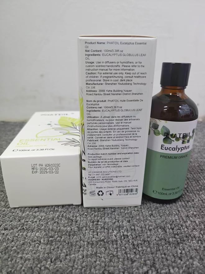 PHATOIL Pure Eucalyptus Essential Oil, 100% Pure Therapeutic Grade Premium Oil for Hair Care, Skin, Aromatherapy 3.38Fl Oz