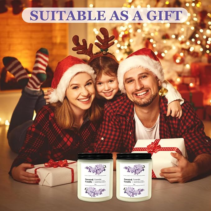 Coniol Natural Lavender Candle Scented Candle for Home - Rich & Warm Aromatherapy for Home Relaxation, Holiday Decor & Stress Relief, Premium Soy Wax for Family Coziness