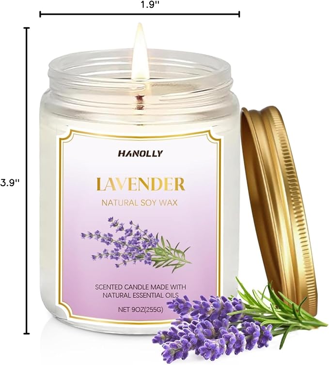 Lavender Candle, 9 oz Scented Candles for Home Soy Candle Wax, Long Lasting Aromatherapy Candles for Women, Birthday Christmas Gifts,Perfect for Creating a Relaxing Ambiance