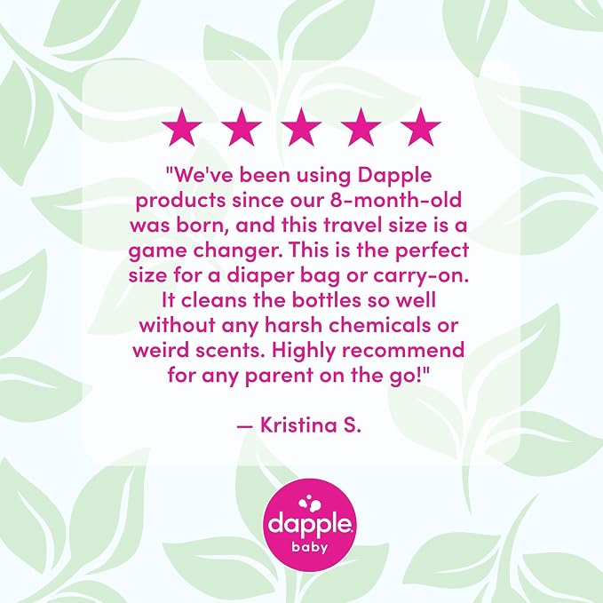 Dapple Baby Travel Cleaning Kit - 5 Piece- Baby Bottle & Dish Soap, Bottle Brushes, and Drying Rack - Newborn Essentials