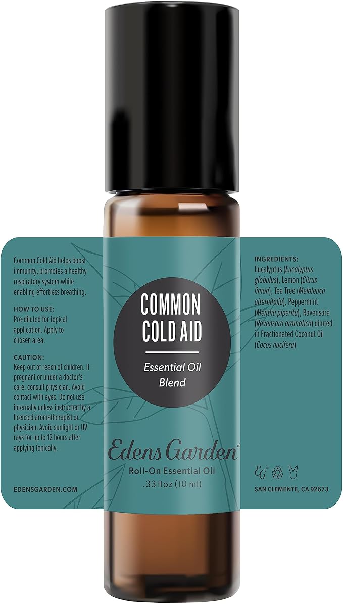Edens Garden Common Cold Essential Oil Roll-On Blend – 100% Pure Essential Oil Formula, Naturally Crafted Aromatic Blend, Gentle and Pre-Diluted for Everyday Use, 10 ml (.33 fl oz)