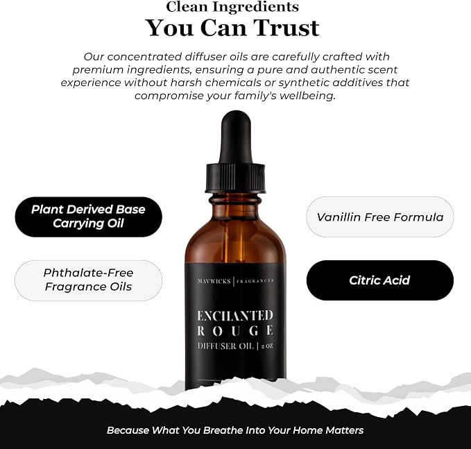 Mavwicks Diffuser Oil (Enchanted Rouge) – 2oz Premium Essential Oil Blend for Aromatherapy Diffusers, Long-Lasting Luxury Home Fragrance for Living Room, Bedroom, Office, Bathroom & Hotel