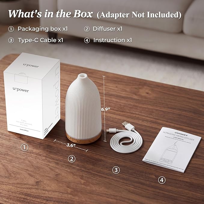 URPOWER 2PACK 150ML Essential Oil Diffusers for Home, Ultrasonic Aromatherapy Diffuser with 7 Color Changing Lights, Timer & Auto Shut-Off, Scent Diffuser for Bedroom, Office, Yoga