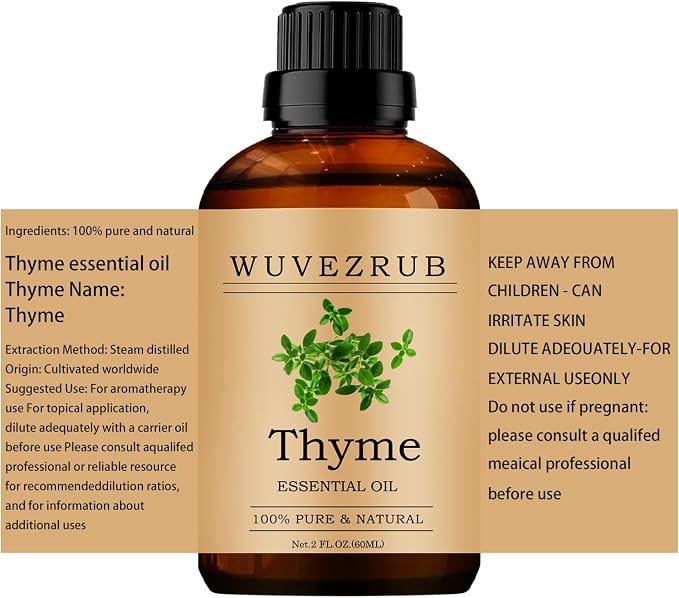 Thyme Essential Oils 60ML, 100% Pure and Natural Essential Oil for Aromatherapy Diffuser - 2 Fl Oz/Thyme