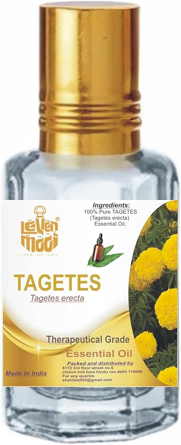 LEVENMOOI Tagetes (Tagetes erecta) Pure & Natural Therapeutic Grade Essential Oil Glass with Dropper (10ml)