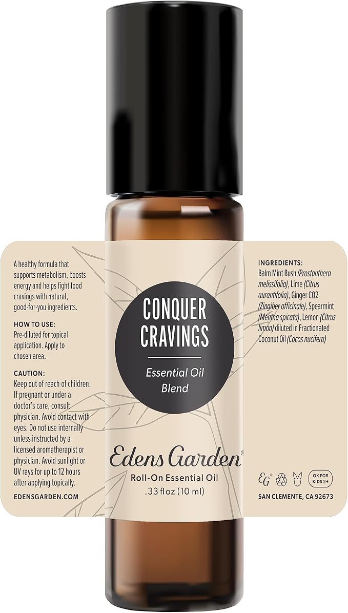 Edens Garden Conquer Cravings Essential Oil Roll-On Blend- 100% Pure Premium Grade, Natural, Therapeutic, Aromatherapy, Kid & Skin Safe, The Best for Health, Wellness Pre-Diluted 10 ml (.33 fl oz)