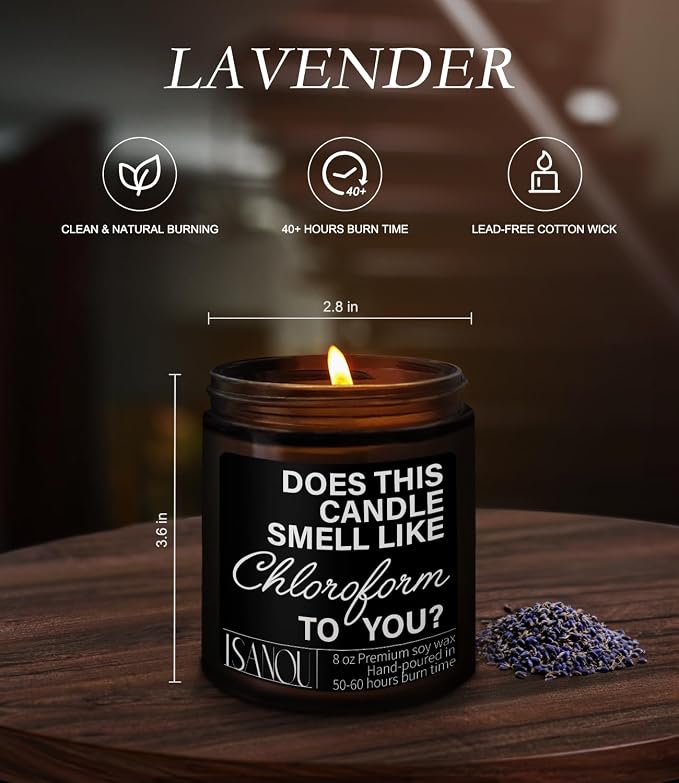Does This Candle Smell Like Chloroform to You Scented Candles,Gifts for Women Coworker Friends,Lavender Scented Candles in Brown Jar,50 Hour Burn,8 oz