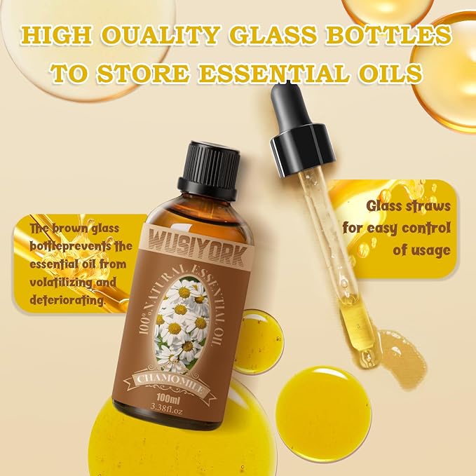 Chamomile Essential Oil 100ML - 100% Pure and Natural Therapeutic Grade Oils for Aromatherapy Diffuser - 3.4 Fl Oz/Chamomile