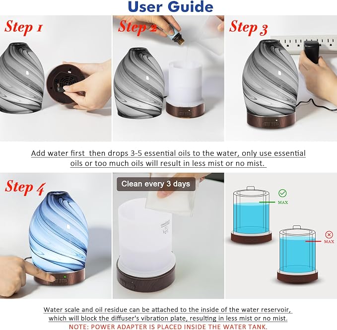 Essential Oil Diffuser Diffuser -Aromatherapy Diffuser for Essential Oils with Timer and 7 Colors LED Light Ultrasonic Diffuser with Auto Shut-Off, Home Office Decor&Gift(Storm Cloud)