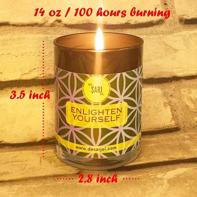 Handmade Glass Ottoman Organic Bath Soap Scent Glass Candle 14oz 100 Hour Long-Burning, Highly Scented, Natural Beeswax & Essential Oils Candle for Home, Stress Relief & Aromatherapy (Purple)