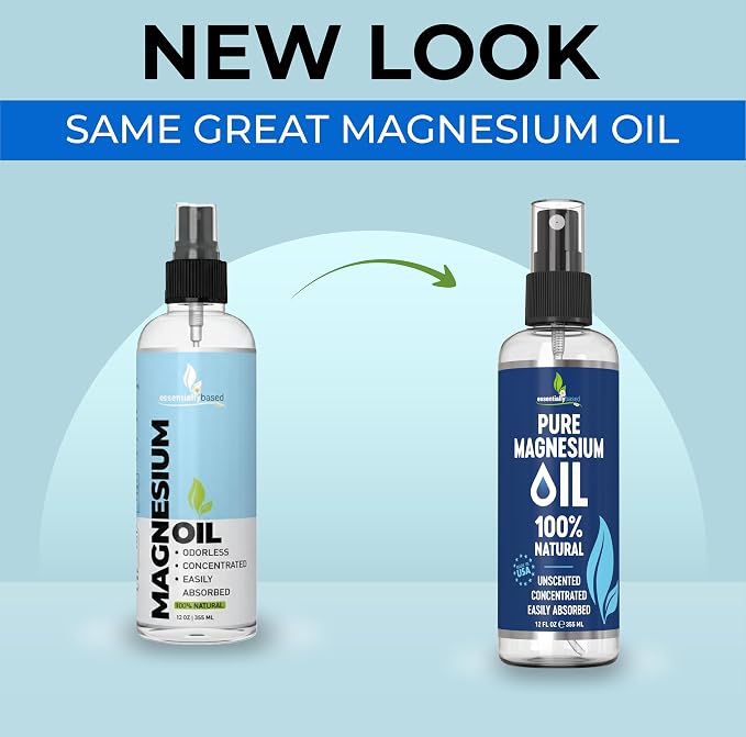 Pure Magnesium Oil Spray 12oz - Topical Magnesium Spray for Sleep & Feet - Extra Strength - USP Grade - 100% Natural and Organic Oil for Muscle Pain & Cramps - Less Sting - Less Itch - Made in USA