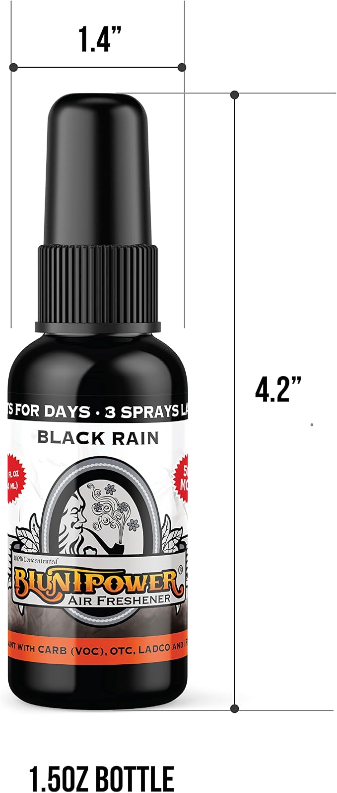 BluntPower 1 Ounce Bottle Oil Based Concentrated Air Freshener and Oil for Burner, Black Rain (Pack of 3)