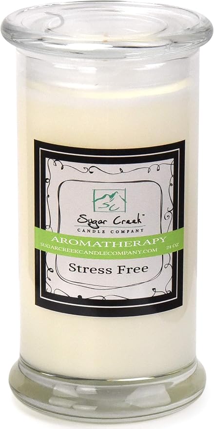 Aromatherapy Soy Wax Scented Candle - Stress Relief (Eucalyptus Mint) | Non Toxic - Essential Oils | 150 Hours Burn Time (24 ounces Heavy Glass) | Sugar Creek Candles