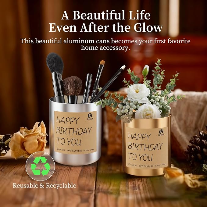 Birthday Candles Gifts for Women Men, Handmade Soy Scented Candle Aromatherapy Decorations Gift for Mom, Dad, Sister, Teacher, Friends, Daughter Son, Lavender Scented, 9.9oz